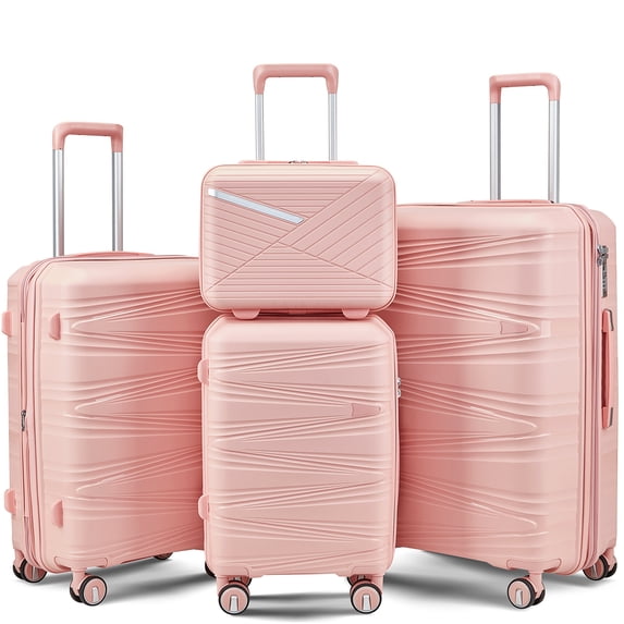 Pink 4-Piece Expandable Hard Shell Luggage Set with TSA Locks, Lightweight Spinner Wheel Suitcases for Men and Women