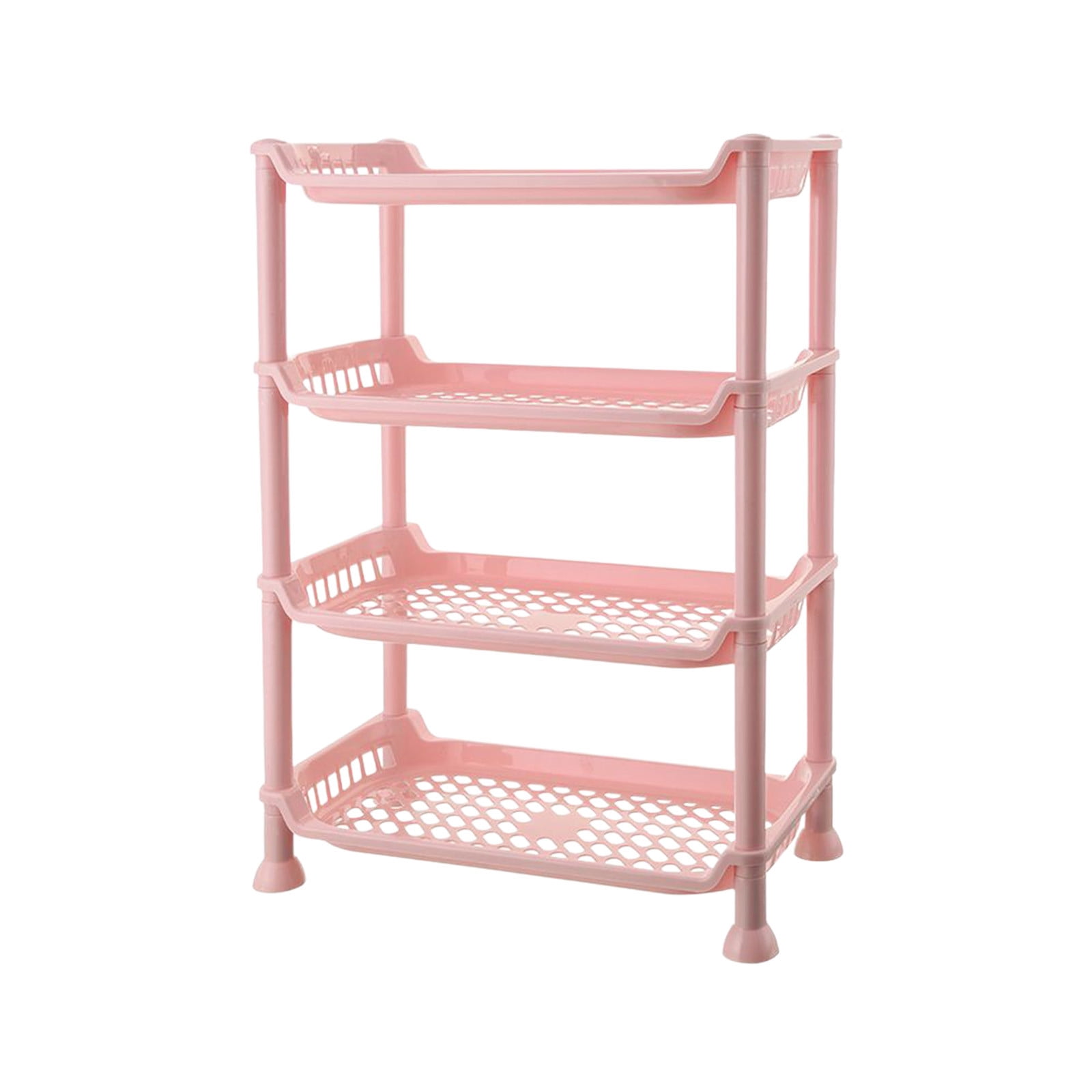 Pink Shelf Rack Pink 4-Tier Bathroom Storage Rack, Multi-Layer Desktop Organizer For ...