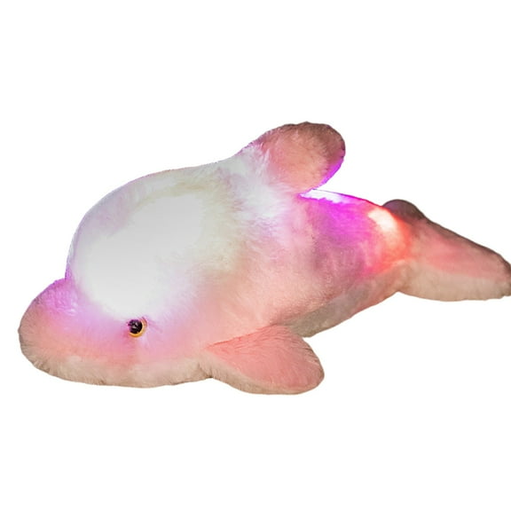 Pink 45Cm Sparkling Glow Dolphin Plush Toy Stuffed Animal Doll Aquarium Theme Led Light Gift For Children Boys Girls Large Size Pink
