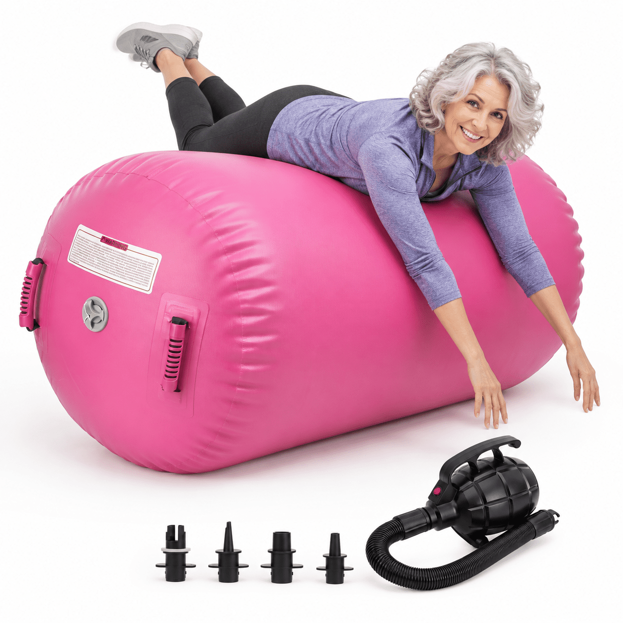 Pink 47.2 x 29.5inch Inflatable Gymnastics Air Roller Tumbling Mat with ...