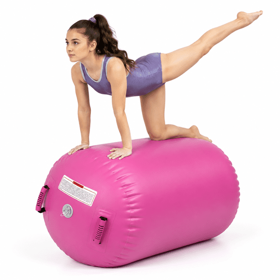 Pink 48 in x 35.4 in Inflatable Gymnastics Tumbling Roller for Cheerleading and