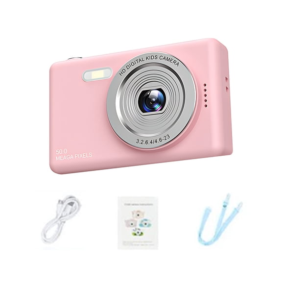 Pink 48Mp Hd Digital Camera 4K Resolution 2.4 Inch Screen Portable Compact Point And Shoot Camera For Students Kids Selfie Delay Photography Pink