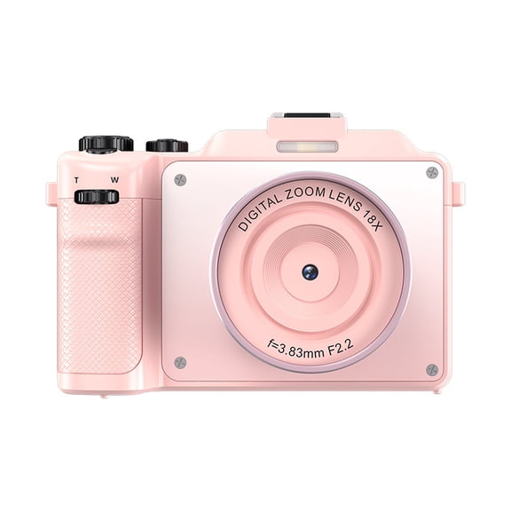 Pink 4K Digital Camera, 48MP Dual Lens Vlogging Camera with 18X Zoom & Webcam Function