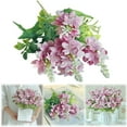 thumbnail image 1 of Pink 5-Head Artificial Gloriosa Bouquet - 32x14cm/12.59x5.51in Fake Flowers For Home Decor, Plastic Floral Stem for Wedding Table Centerpieces (A), 1 of 9