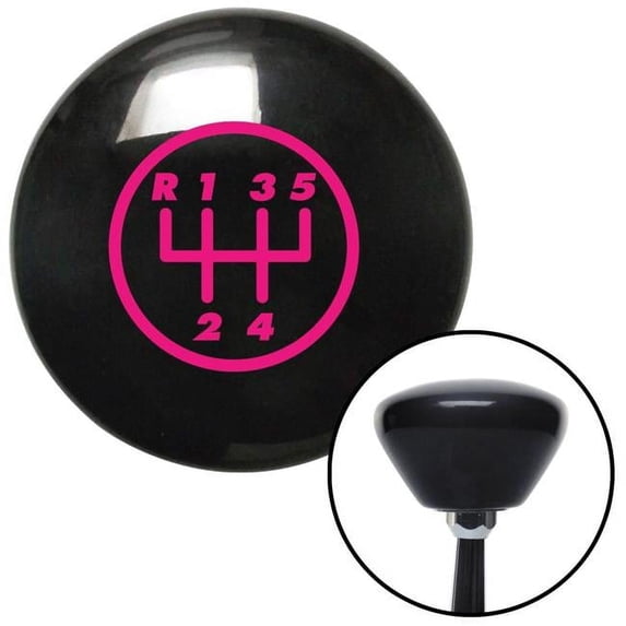 Pink 5 Speed Shift Pattern - 5UR-RUL Black Retro Shift Knob with M16 x 1.5 Insert Brody