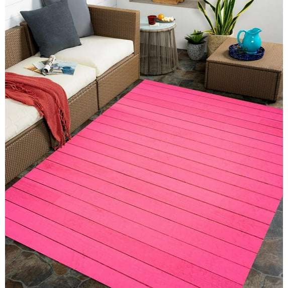 Pink 5'x6' Waterproof Indoor Outdoor Rug for Patio Balcony Deck Porch Garden Rustic 3D Optical Illusion Carpet Farmhouse Washable Non Skid Camping Large Area Rug