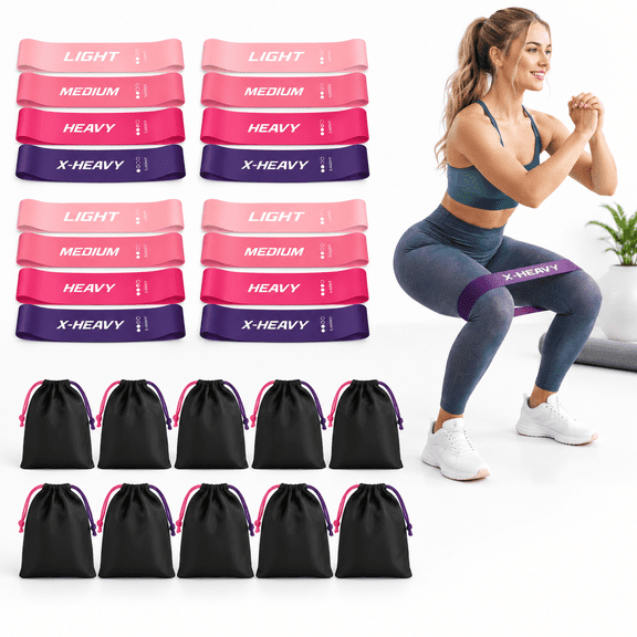 Pink 50 Pack Mini Resistance Loop Bands for Gym, Pilates, Yoga, and Group