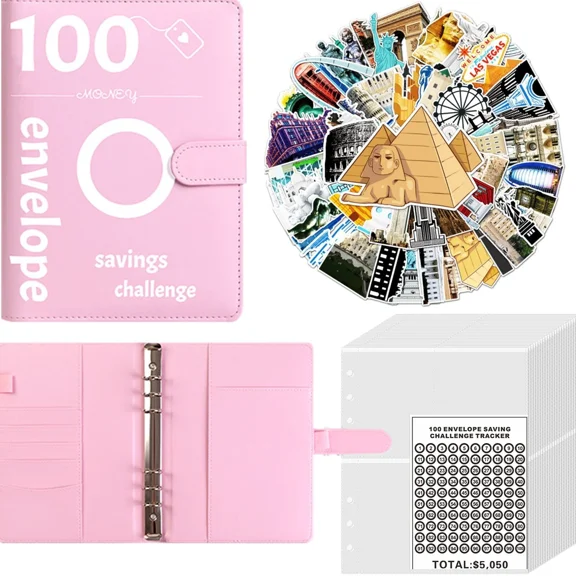 Pink $5050 Savings Book Envelope Money Saving Challenge Binder