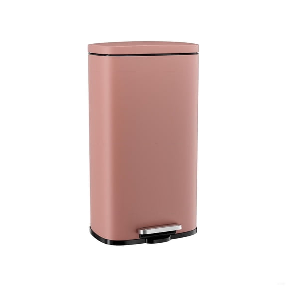Pink, 50L(13.2 Gallon)Step Trash Can, Stainless Steel Garbage Bin, Soft-Close Rubbish Bin with Removable Plastic Inner Bucket, Fingerprint-Proof, Lid Dustbin, Suit for Kitchen
