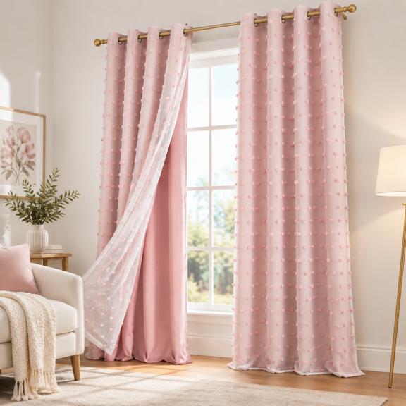 Pink 52"W x 90"L (Pack of 2) Blackout Curtain Panels for Bedroom and Living Room