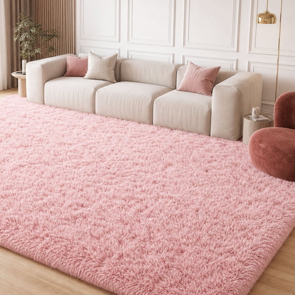Lanbertent 5ft x 8ft Shag Area Rug, Soft Fluffy Area Rugs for Living Room Bedroom Plush Pile Carpets, Pink