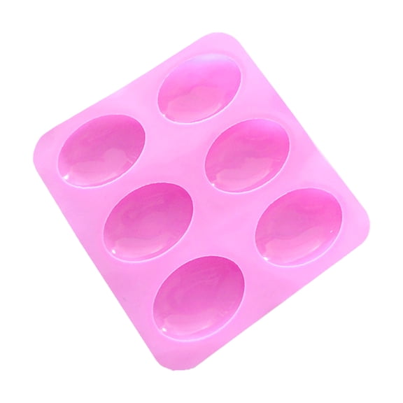 Pink 6 Cavity Easter Egg Silicone Mold for Baking Chocolate Candy Cake Nonstick Oven Safe Reusable Pink