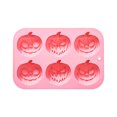 thumbnail image 1 of Pink 6-Cavity Pumpkin Face Silicone Mold - 3 Jack-O'-Lantern Designs, Non-Stick Food-Grade Baking Pan for Halloween Chocolate, Candy, Cake & Soap, 1 of 6