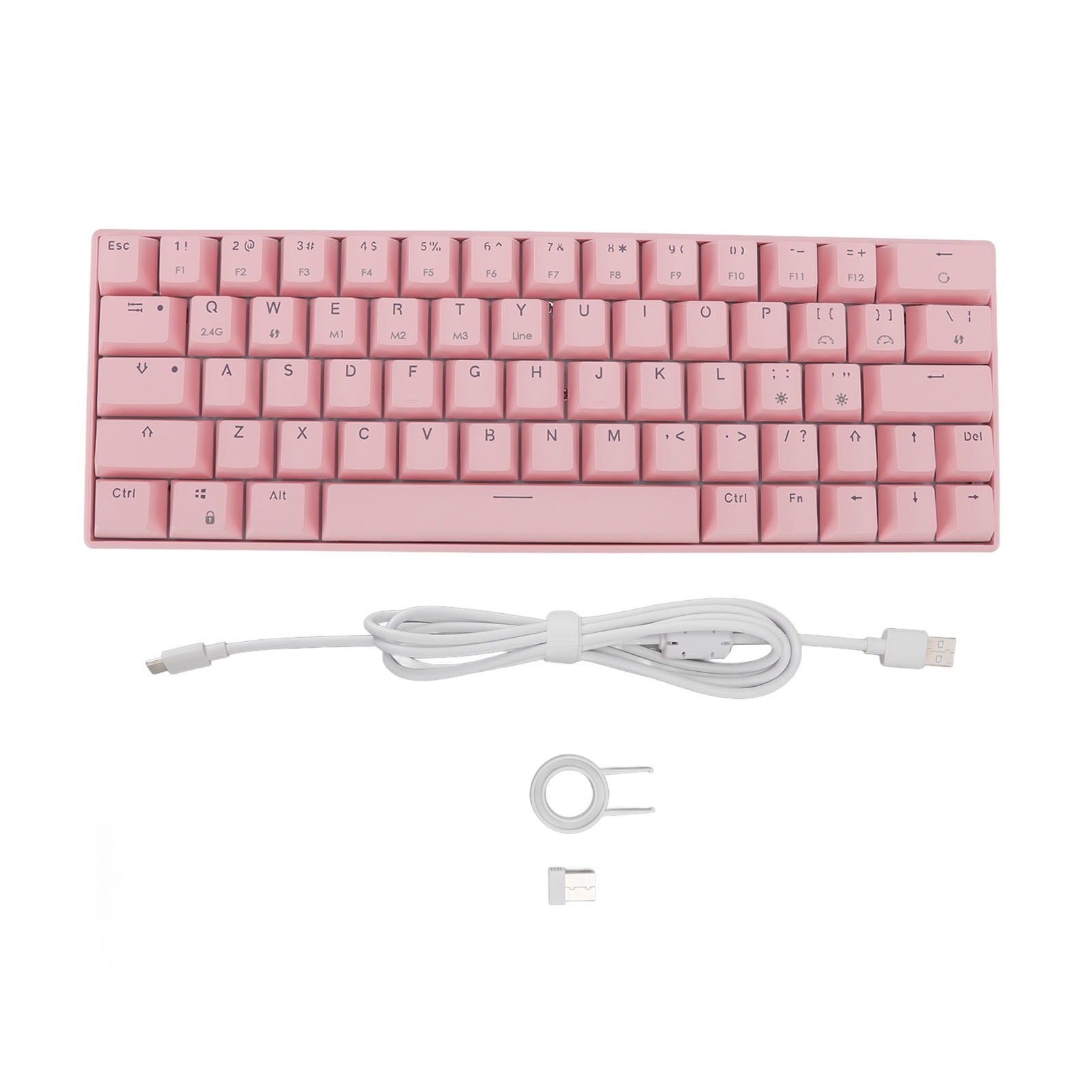 Pink 64 key mechanical keyboard 5v dc support wireless 2 4g bluetooth 3