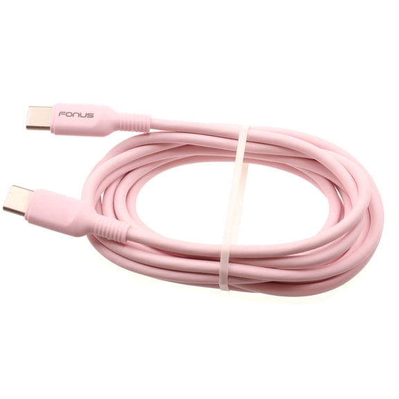 Pink 6ft Long Cable USB-C to Type-C for OnePlus 11 5G/12 5G/12R 5G/13/13R - PD Fast Charger Cord Power Wire Sync TPE