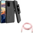 thumbnail image 1 of Pink 6ft Long Cable w Case Belt Clip for Samsung Galaxy S20 Plus - USB-C to Type-C PD Fast Charger Cord Power, Holster Swivel Cover Kickstand fits Samsung Galaxy S20 Plus, 1 of 12