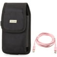 thumbnail image 1 of Pink 6ft Long Cable w Case Belt Clip for Samsung Galaxy S22 Ultra,S21,S21 Ultra,S21 S20 Ultra,S20 Plus,Ultra Fan Edition,Fan FE 5G - USB-C to Type-C PD Fast Charger Cord, Rugged Holster Canvas, 1 of 11
