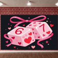 thumbnail image 1 of Pink 6th Birthday Banner Heart Pattern 7th Birthday Backdrop Number 6-7 Design Ribbon Decoration Love Theme Display for 6th Birthday Party 7th Birthday Celebration Girls' Birthday Event, 1 of 9