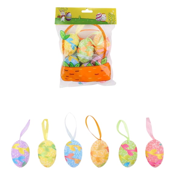 Pink 6x4cm Foam Easter Egg Hangings Set, Lightweight Colorful Speckled Eggs for Holiday Tree Wall Decor
