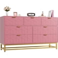 thumbnail image 1 of Pink 7 Drawer Dresser for Bedroom, 53.5” Large Dresser with Metal Legs, Modern Chest Organizer with Wide Storage, Chest of Drawers for Bedroom, Living Room, Entryway, 1 of 7