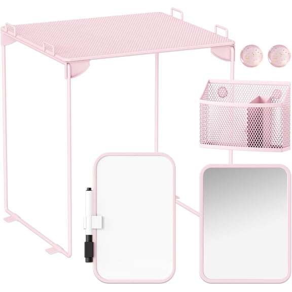Pink 7 Piece Locker Organizer Set, Locker Accessories with Shelf,  Mirror, Pen Holder & Whiteboard, Back to School Essentials