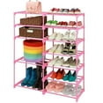 thumbnail image 1 of 7 Tiers Shoe Rack, Bug Hull Adjustable Shoe Shelf for 24-30 Pairs, Tall Boots Organizer Shoe Storage for Closet, Bedroom, Garage, Entryway, Pink, 1 of 3