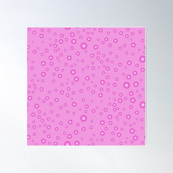 Pink 70'S Psychedelic Daisy Floral Pattern Poster Wall Art, Modern Wall Decor For Living Room Bedroom, 24x24 UNFRAMED