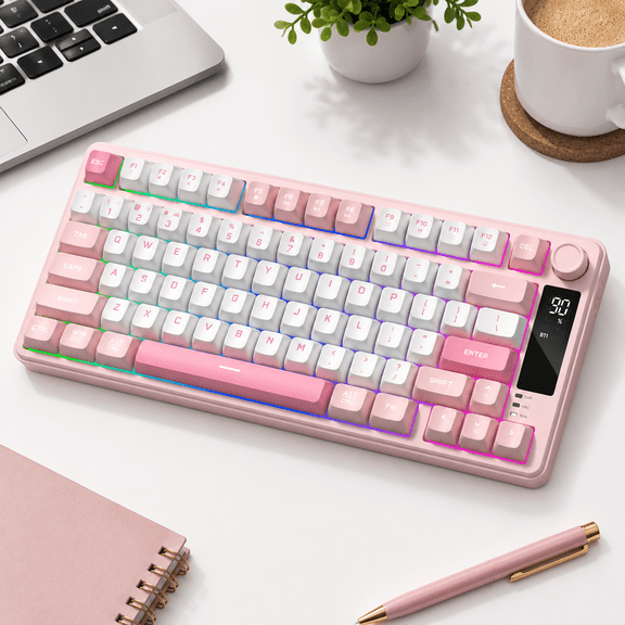 Pink 75% Wireless Mechanical-Inspired Gaming with RGB Backlighting