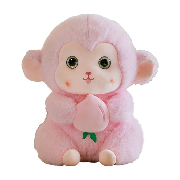 Pink 8.7 Inch Pink Monkey Plush Toy Holding Peach For Kids Soft Stuffed Animal Doll For Sleep