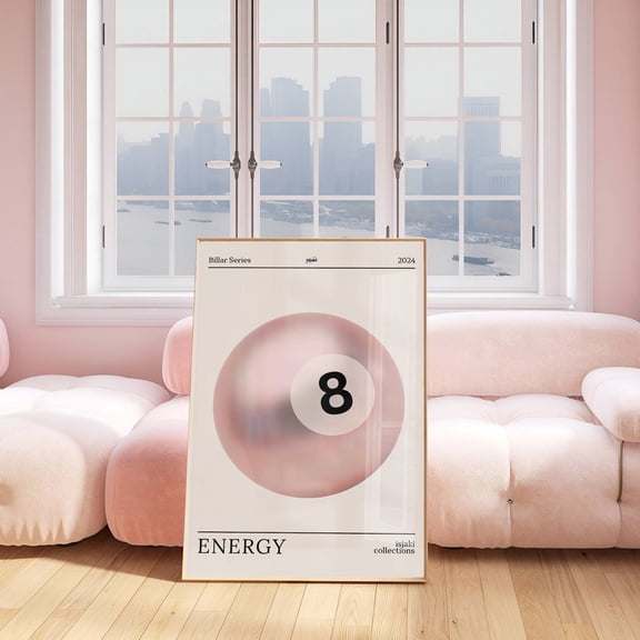 Pink 8 Ball Print, Pool Ball Wall Art, Retro Hot Pink Wall Art, Trendy Preppy Wall Decor, Vintage Girly Energy Print, Y2K Room Decor Home Decor #741, Unframed Poster Size 8x12