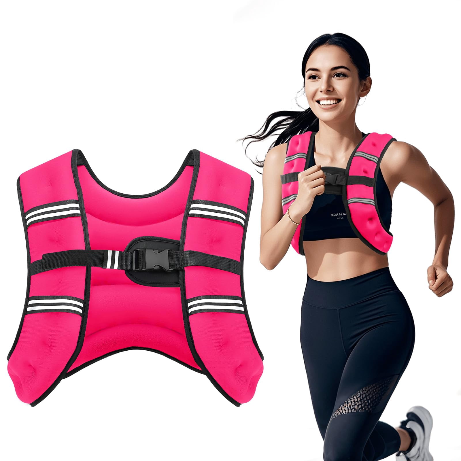 Pink 8 LB Weighted Vest for Strength Training Running Jogging Walking