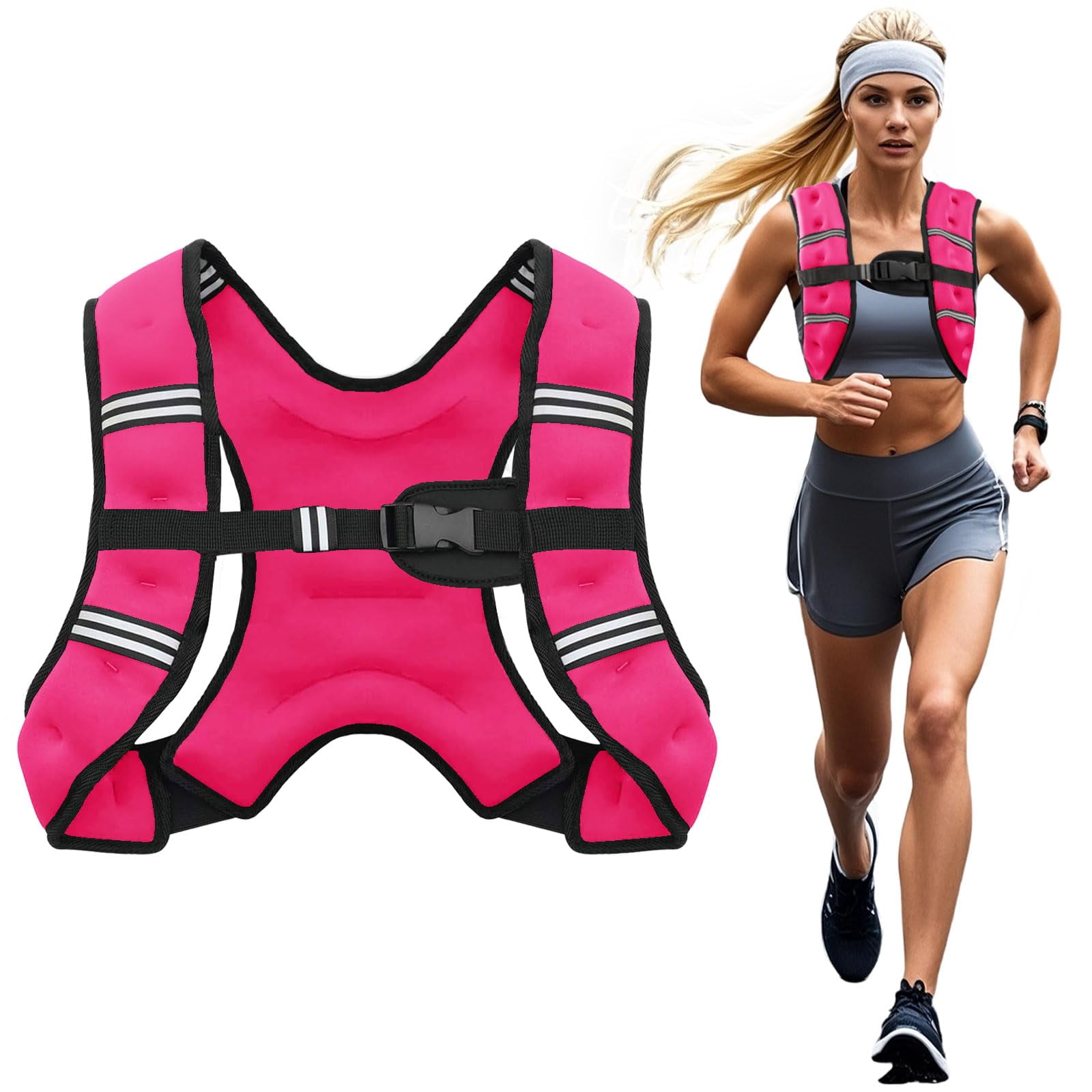Pink 8 Lb Weighted Vest for Strength Running Workout Jogging Walking