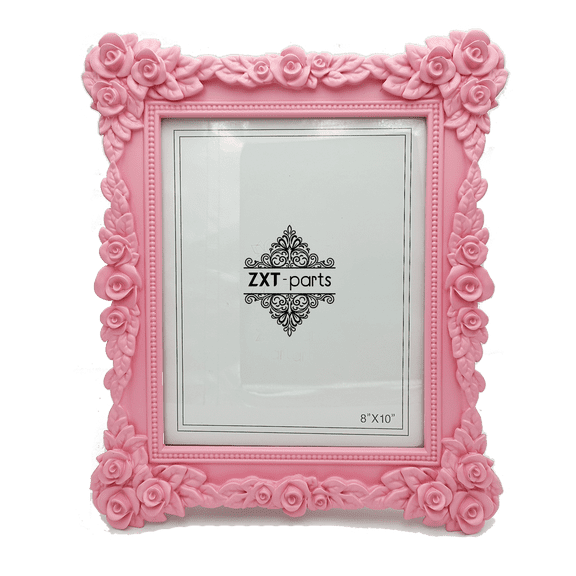 Pink 8x10 Picture Frame Flower Edge. Gorgeous Resin Handmade Photo Frame. Glass Panel. European Style.