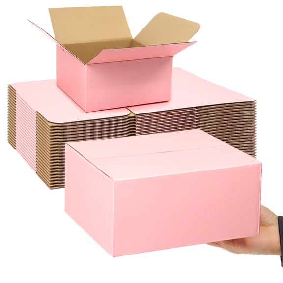 Pink 8x8x4" Corrugated Cardboard Shipping Mailer Boxes, 30 Pack