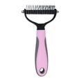 thumbnail image 1 of Pink 9cm Double-Sided Pet Deshedding Brush Gentle Grooming Tool for Cats and Dogs, 1 of 6