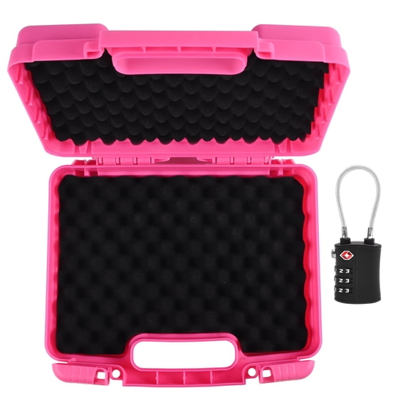 Pink 9mm Lockable Gun Case TSA Approved Firearm Travel Case with 1 TSA Lock, Hard Shell Pistol Case for Handgun and Revolver