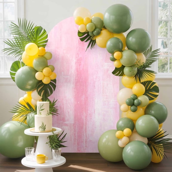 Pink Abstract Arch Backdrop Cover, 6.6FT, Vintage Graffiti Mottled Texture Spandex Arch Covers Double-Sided Backdrop for Wedding Birthday Party Photo Background Decoration