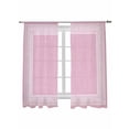 thumbnail image 1 of Pink Abstract Art Sheer Curtains 72 Inch Long 2 Panels, Vintage Linen Greek Key Geometric Light Filtering Rod Pocket Semi Sheer Curtains, Sheer Voile Drapes for Living Room Bedroom, 52"x72", 1 of 5