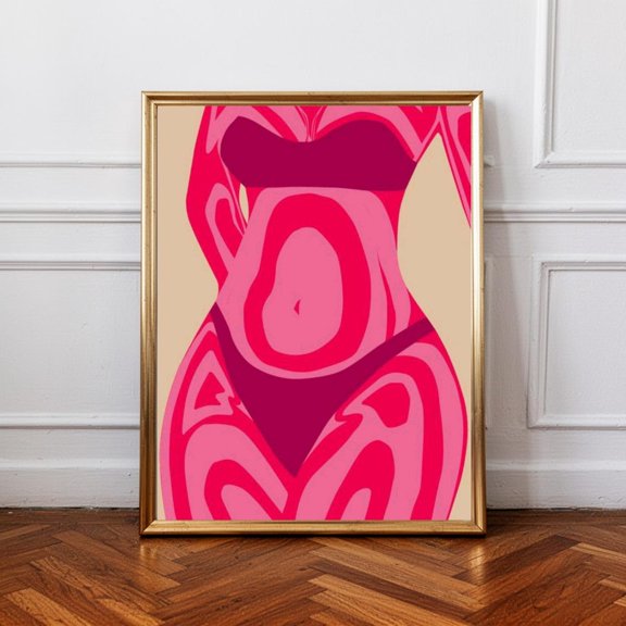 Pink Abstract Body Wall Art Print, Unframed Paper Poster 8x10in
