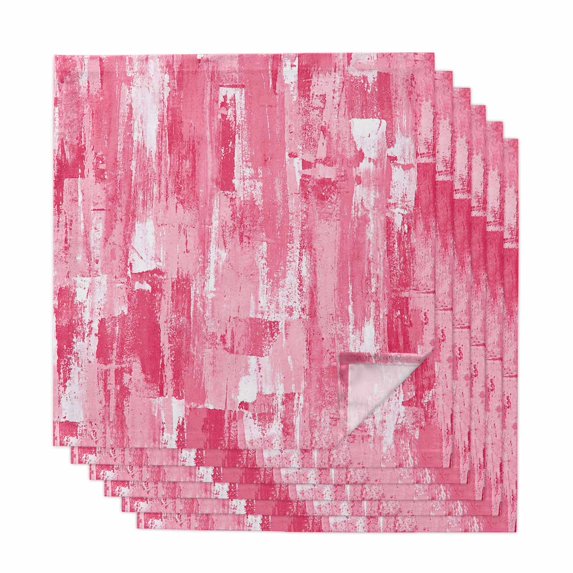 Pink Abstract Cloth Napkins, Vintage Geometric Gradient Oil Painting Modern Washable and Reusable Dinner Napkins Set of 6, Table Napkin for Kitchen Party Birthday Wedding Hotel Housewarming 20"x20"