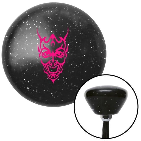 Pink Abstract Devil Face Black Retro Metal Flake Shift Knob with M16 x 1.5 Insert