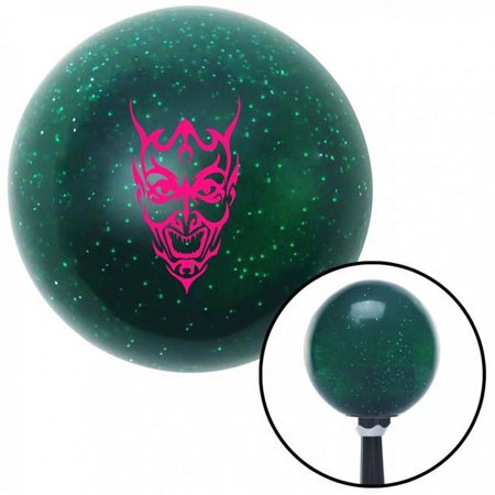 Pink Abstract Devil Face Green Metal Flake Shift Knob with M16 x 1.5 Insert Shifter Brody