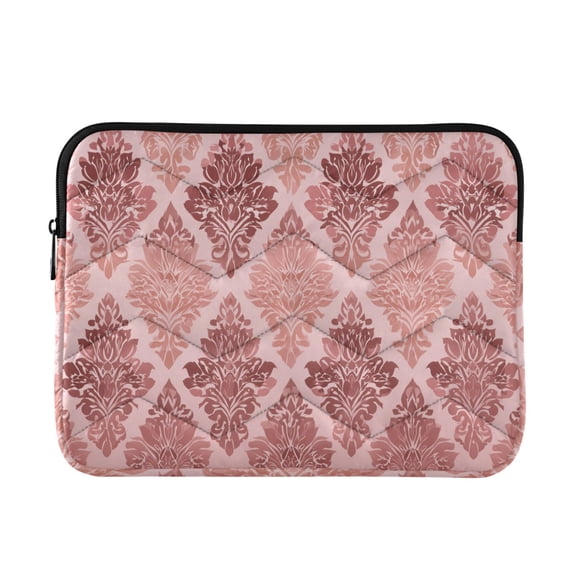 Pink Abstract Flowers with Retro Tone Quilted Laptop Protective Cases Computer Sleeves Tablet Bags Briefcases L