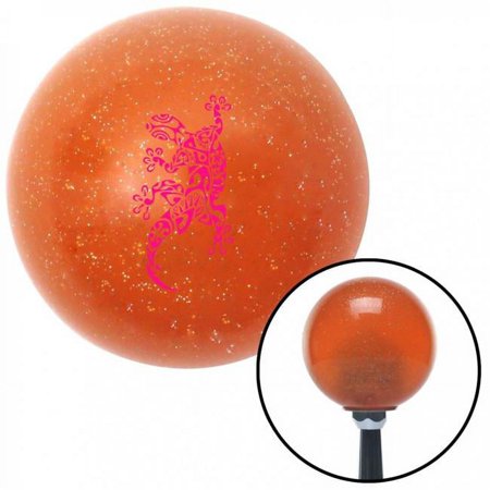 Pink Abstract Gecko Orange Metal Flake Shift Knob with M16 x 1.5 Insert Shifter