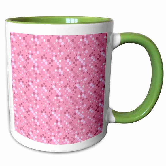 3drose, Pink Abstract Geometrical Dot Pattern Background Design, 11oz Two-tone Green Mug