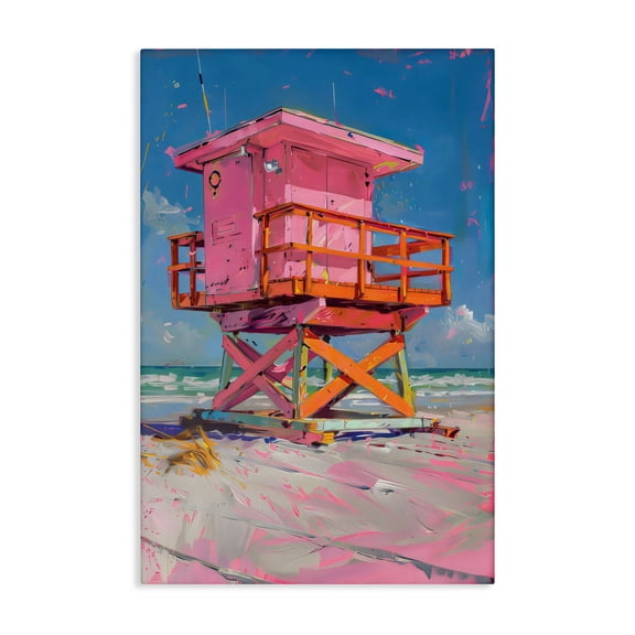 Stupell Industries Pink Abstract Lifeguard Station Canvas Wall Art, design by LSR Design Studio, 24 x 16
