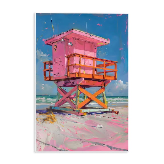 Stupell Industries Pink Abstract Lifeguard Station Wall Plaque Art, design by LSR Design Studio, 15 x 10
