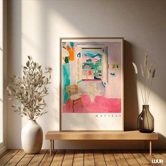 Pink Abstract Open Window Style Modern Wall Art, Stretched Canvas Size 16x24