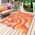 thumbnail image 1 of Pink Abstract Outdoor Rug for Patio/Deck/Porch, Non-Slip Large Area Rug 5 x 7 Ft, Modern Geometric Distortion Texture Fluid Art Indoor Outdoor Rugs Washable Area Rugs, Camping Rug Carpet Runner, 1 of 8