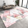 thumbnail image 1 of Pink Abstract Triangle Pattern Area Rugs, Light Luxury Irregular Stripe Art Home Decor Rug, with Anti-Slip Backing Washable Indoor Carpet for Living Room Bedroom Study Dining Room 5x8ft, 1 of 7